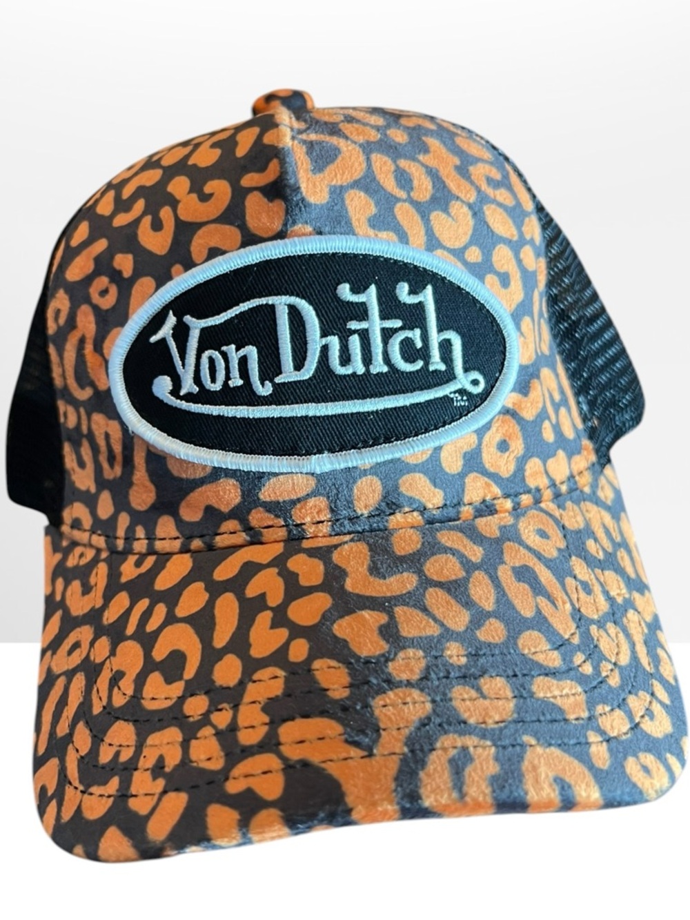Von Dutch Trucker Hat Orange Leopard Cheetah Print Y2K Mesh Snapback ⚡🌶️✨ - Picture 10 of 13